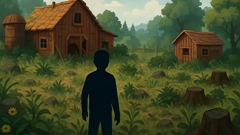 Ферма в Stardew Valley, заросшая сорняками и сорняками после пропуска целого года игры.