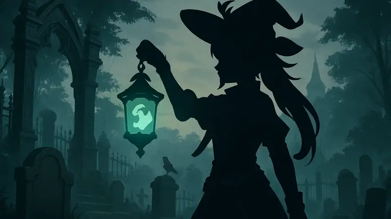 Косплей Флинса из Genshin Impact, модель Ксения «Ripka Koyo» Коё с призрачным фонарем.