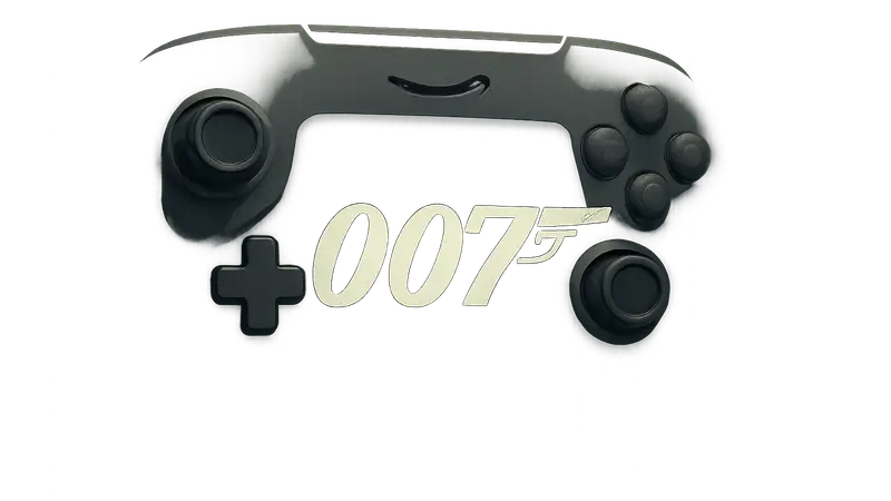Логотип Джеймса Бонда 007 на фоне игрового контроллера Amazon Games.