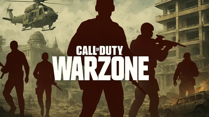 Логотип Call of Duty Warzone на фоне персонажей Black Ops Royale