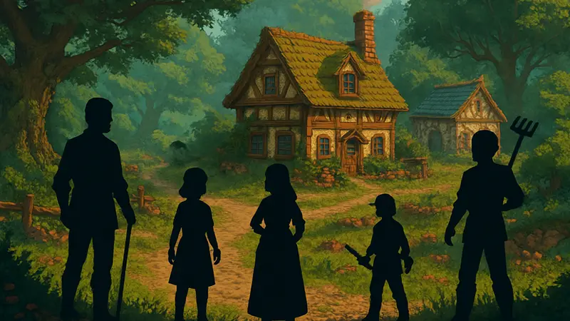 Скриншот из игры Kynseed с персонажами в фэнтезийном мире, похожем на Fable