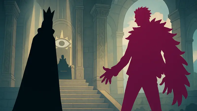 Иму и Дофламинго из One Piece, главные антагонисты манги и аниме, на одном изображении.