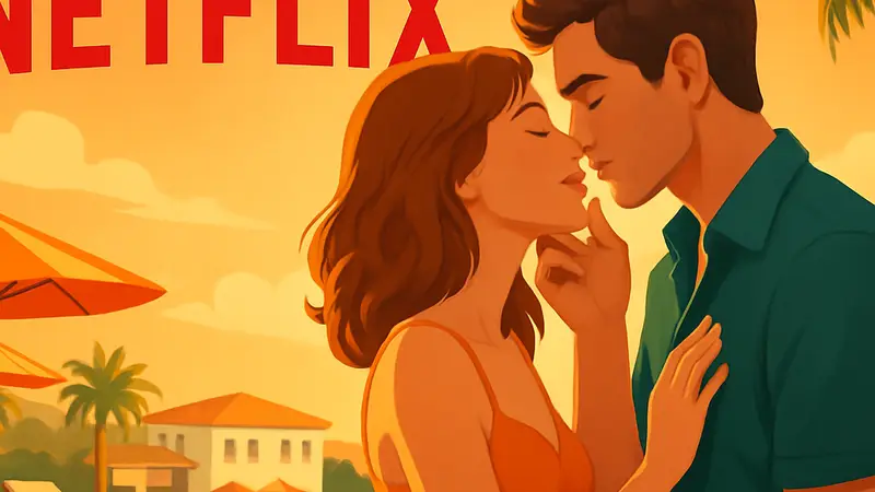 Кадр из фильма Netflix «Люди, которых мы встречаем в отпуске» с романтическим сюжетом.
