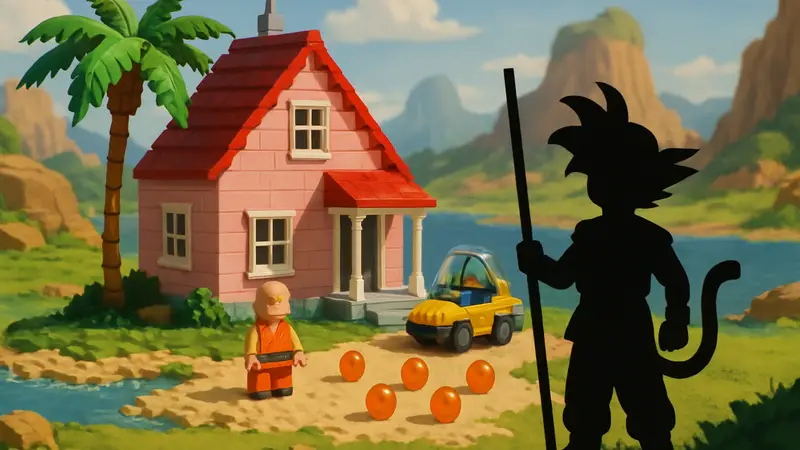 Изображение демонстрирует потенциальный набор LEGO по мотивам аниме Dragon Ball
