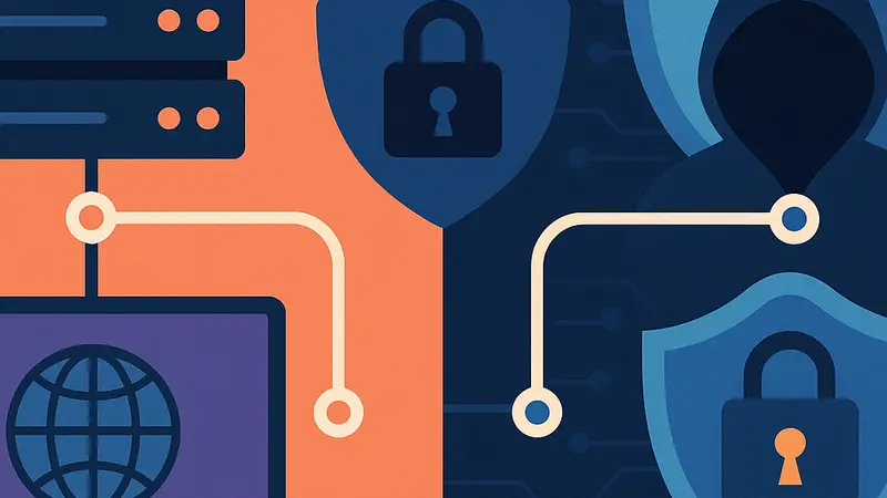 Графическое сравнение работы прокси-сервера и VPN, сетевая безопасность.