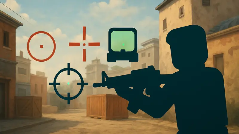 Различные варианты прицелов в Roblox Forsaken Mobile для улучшения точности стрельбы.