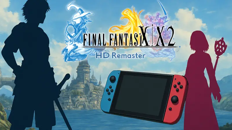 Изображение Final Fantasy X/X-2 HD Remaster, логотип игры и консоли Nintendo Switch 2.