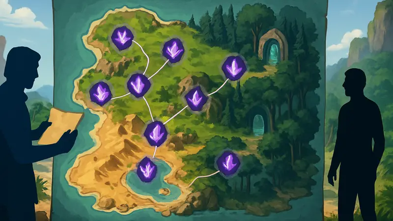 Карта локаций Starsand Island с отметками мест, где можно найти Gravemite и Gravestars.