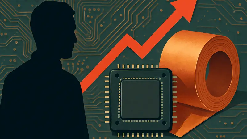 Микросхема и медная фольга, символизирующие удорожание ПК-комплектующих