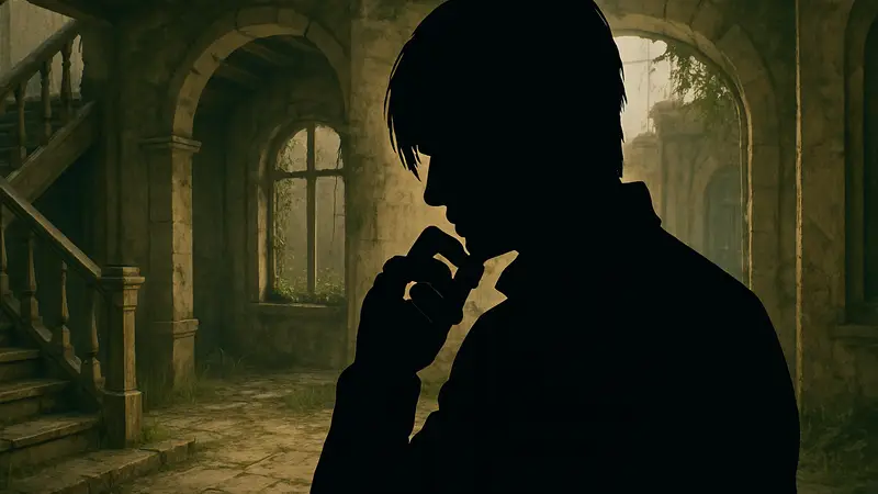 Леон Кеннеди с задумчивым выражением лица, на руке которого виднеется кольцо, из игры Resident Evil Requiem.