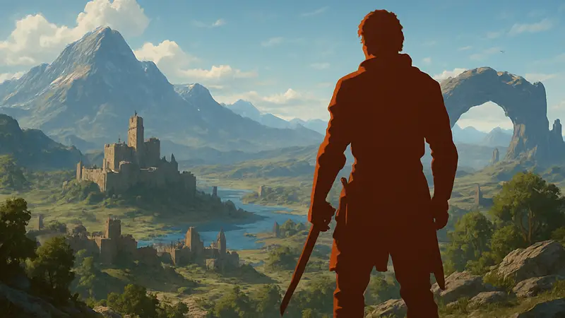 Игровой скриншот Crimson Desert: герой на фоне эпического пейзажа, советы, гайд