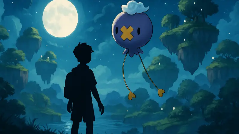 Drifloon в Pokémon Pokopia, Острова Снов, концепт-арт или скриншот