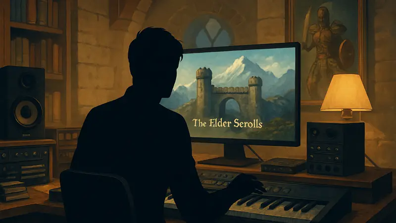 Композитор за работой над ремейком саундтрека The Elder Scrolls: Arena, вдохнувший новую жизнь в классику RPG.