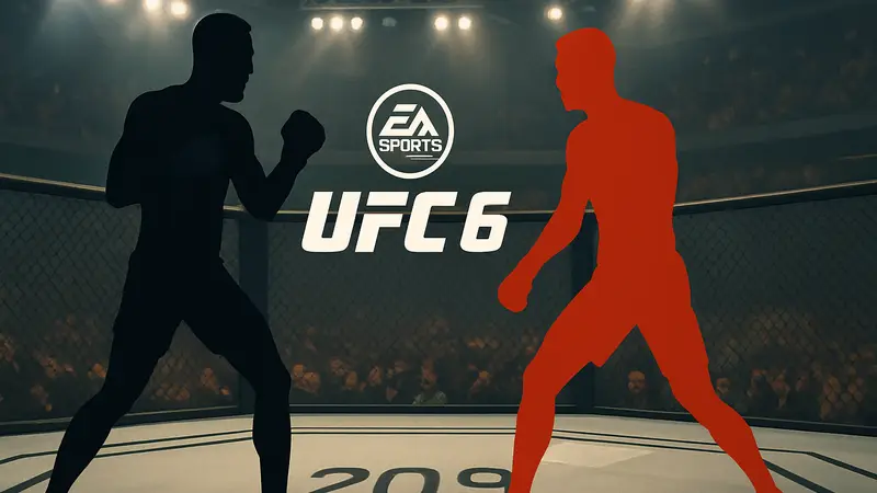 Бойцы UFC в октагоне, логотип EA Sports UFC 6, дата выхода