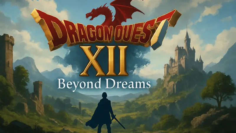 Логотип Dragon Quest 12: Beyond Dreams с элементами фэнтези.