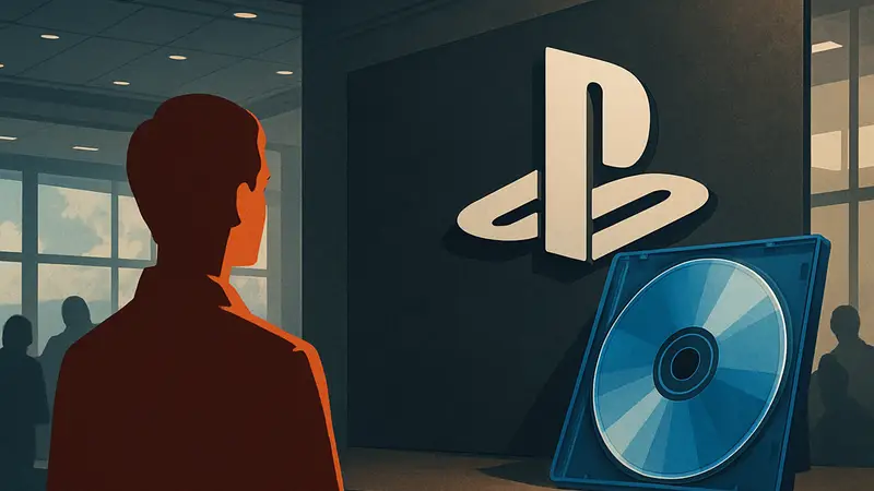 Логотип Sony PlayStation и физический диск с игрой