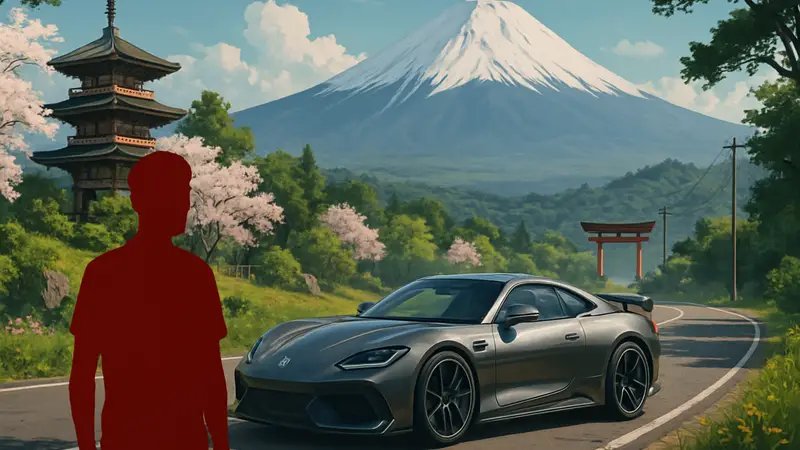 Спортивный автомобиль в японском пейзаже из Forza Horizon 6