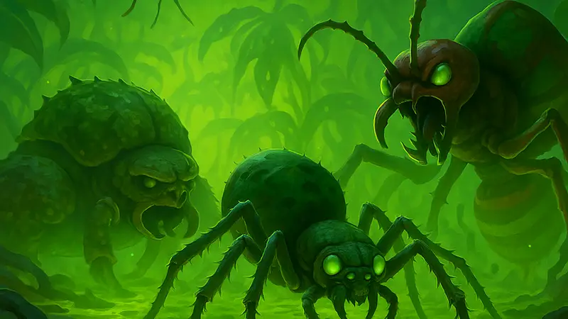 Изображение монстров или нового биома "Toxic Tangle" из игры Grounded 2, демонстрирующее предстоящее обновление.