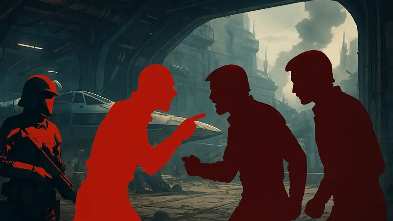 Персонажи Star Wars Zero Company в конфликте или напряженной ситуации