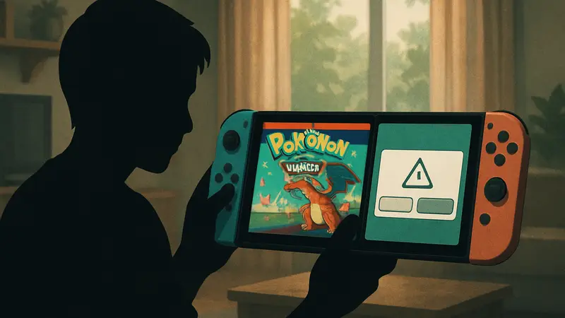 Экраны Pokemon FireRed и LeafGreen на Nintendo Switch с предупреждением об удалении прогресса