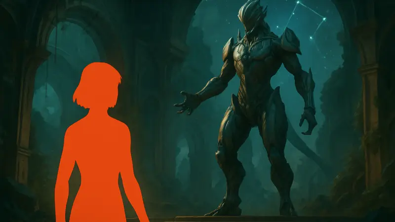 Кадр из трейлера Warframe Jade Shadows: Constellations с новым персонажем или сценой