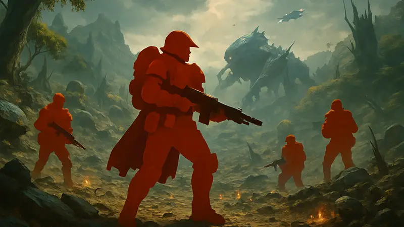 Геймплейный кадр из Helldivers 2 с улучшенной графикой.
