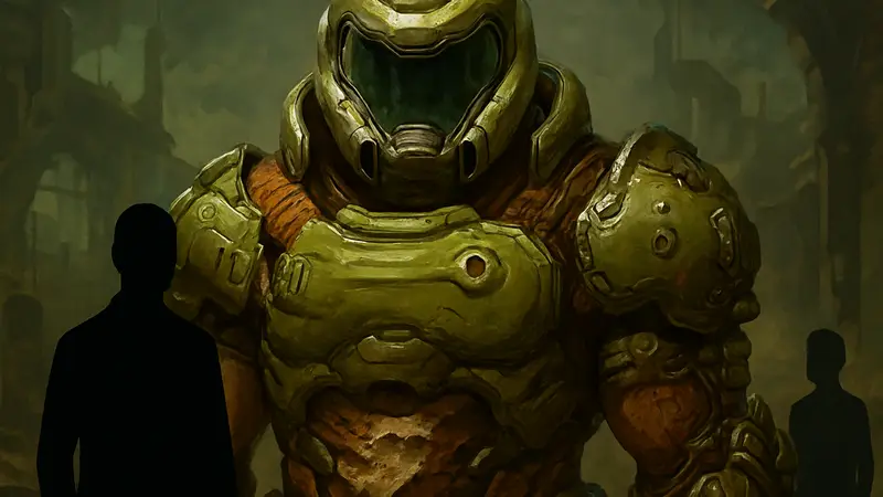 Крупный план брони Думгая из игры Doom
