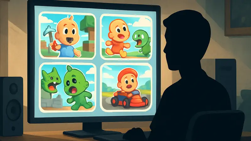 Яркие, забавные и чистые превью "BabyTuber" на YouTube для игровых видео, переосмысливающие алгоритмы.