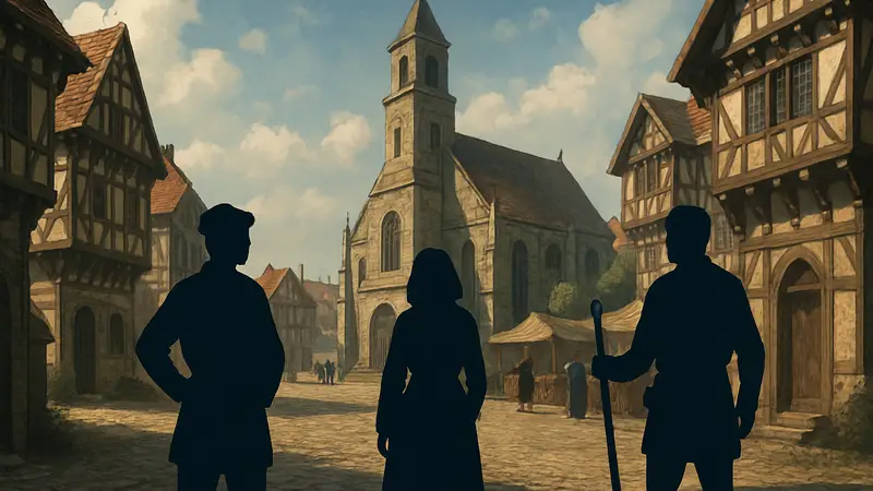 Скриншот из игры The Guild Europa 1410, демонстрирующий средневековый город