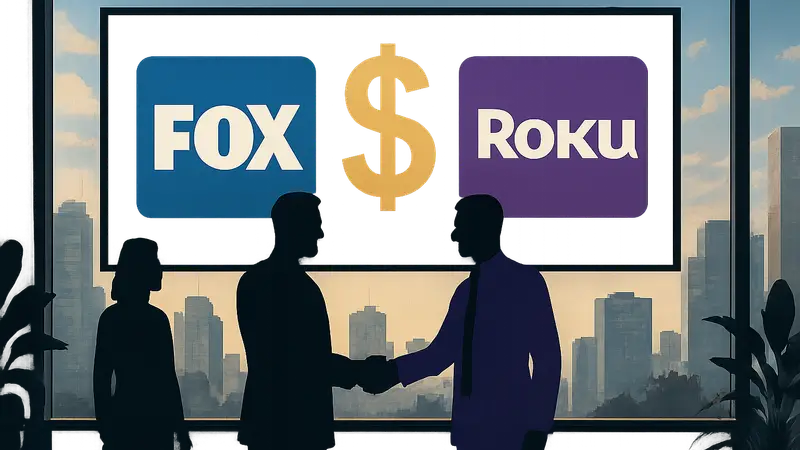 Логотипы Fox и Roku, символизирующие сделку по приобретению на $22 миллиарда