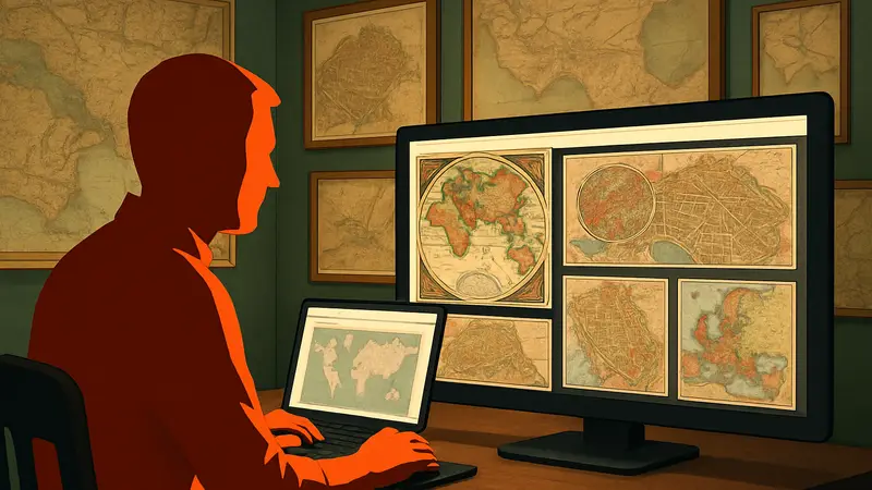 Основатель Past Maps Крейг Кэмпбелл с коллекцией старых карт на сайте