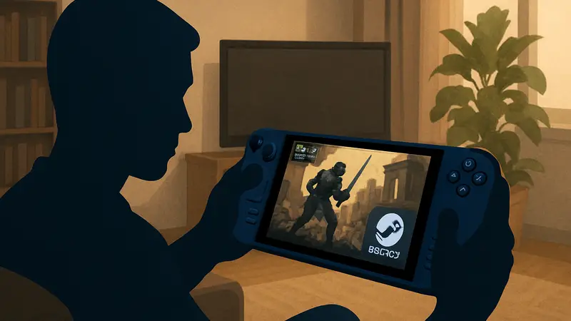 Пользователь Steam Deck играет, на экране видны данные о FPS и SteamOS.