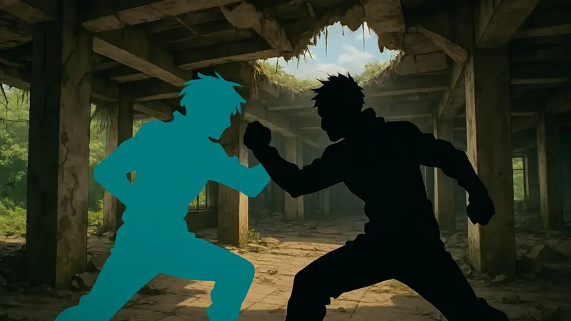 Кинджи Хакари и Итадори Юдзи из аниме Jujutsu Kaisen в эпичной схватке.