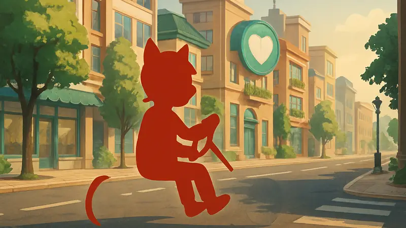 Игрок Heartopia на невидимой машине из-за забавного глитча, едет сквозь город.
