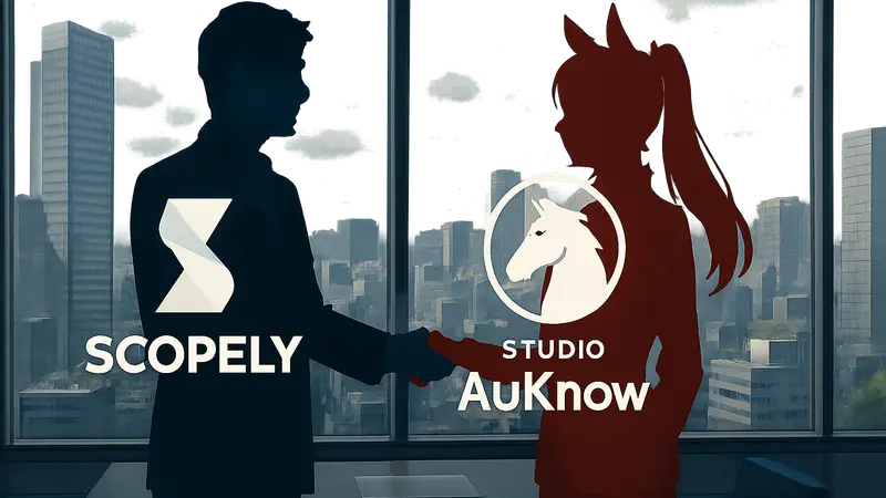 Логотипы Scopely и Studio AuKnow, символизирующие стратегические инвестиции в мобильные игры.
