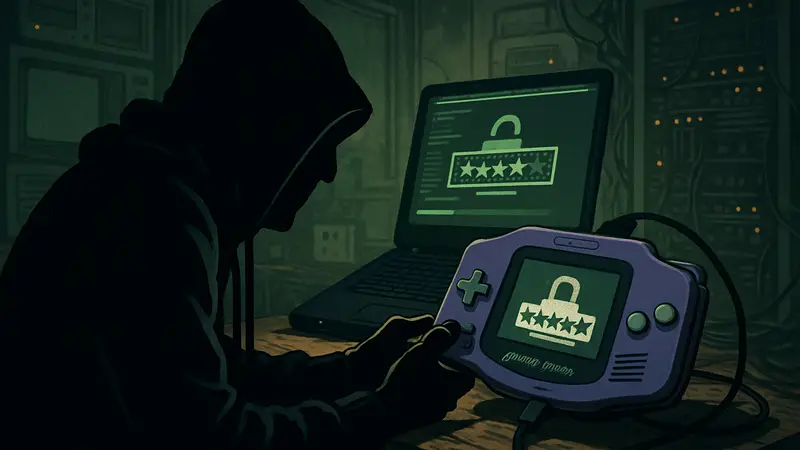 Game Boy Advance взламывает пароли, старая консоль в роли хакера.