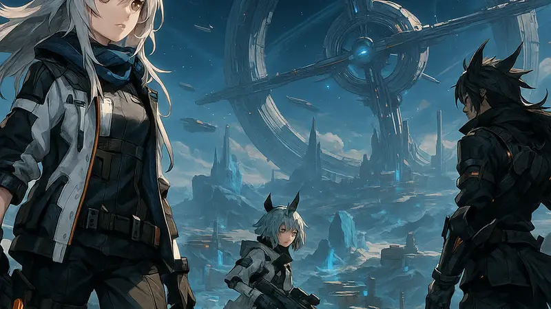 Космическая RPG Arknights Endfield с футуристическими персонажами и локациями.