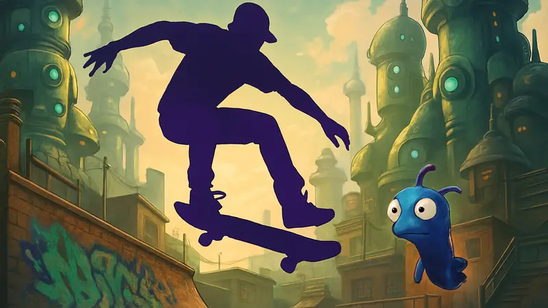 Изображение обложки игры High on Life 2 с отсылкой на скейтбординг или Tony Hawk's Underground, символизирующее новые механики.