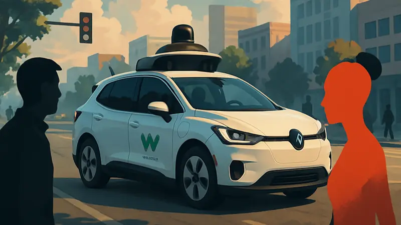 Автомобиль Waymo на дороге, демонстрирующий технологию автономного вождения.