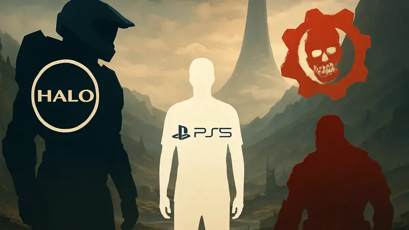Логотип Halo и PlayStation 5, а также логотип Gears of War, символизирующие кроссплатформенные релизы