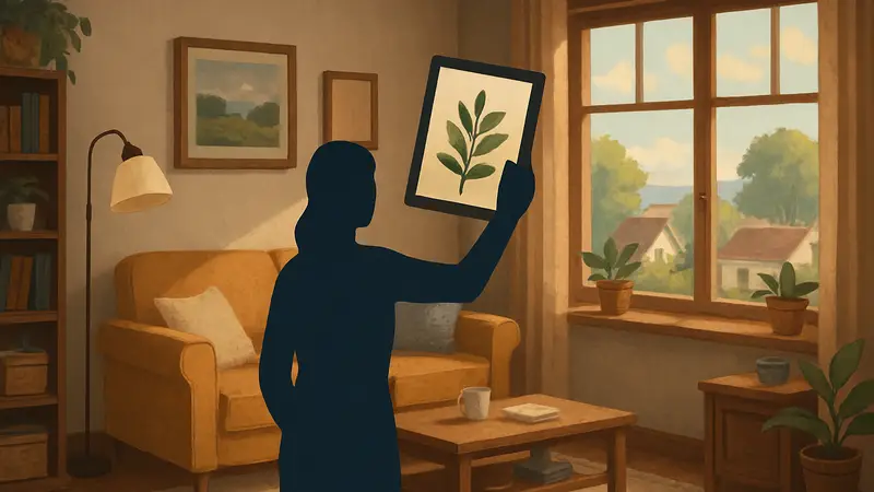 Игровой процесс Hozy, где игрок декорирует уютный интерьер дома с видом из окна