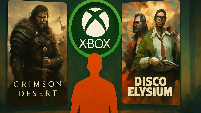Логотип Xbox Game Pass с обложками игр Crimson Desert и Disco Elysium