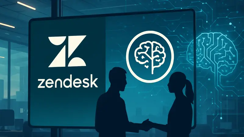 Логотипы Zendesk и Forethought, символизирующие слияние компаний и инновации в ИИ.