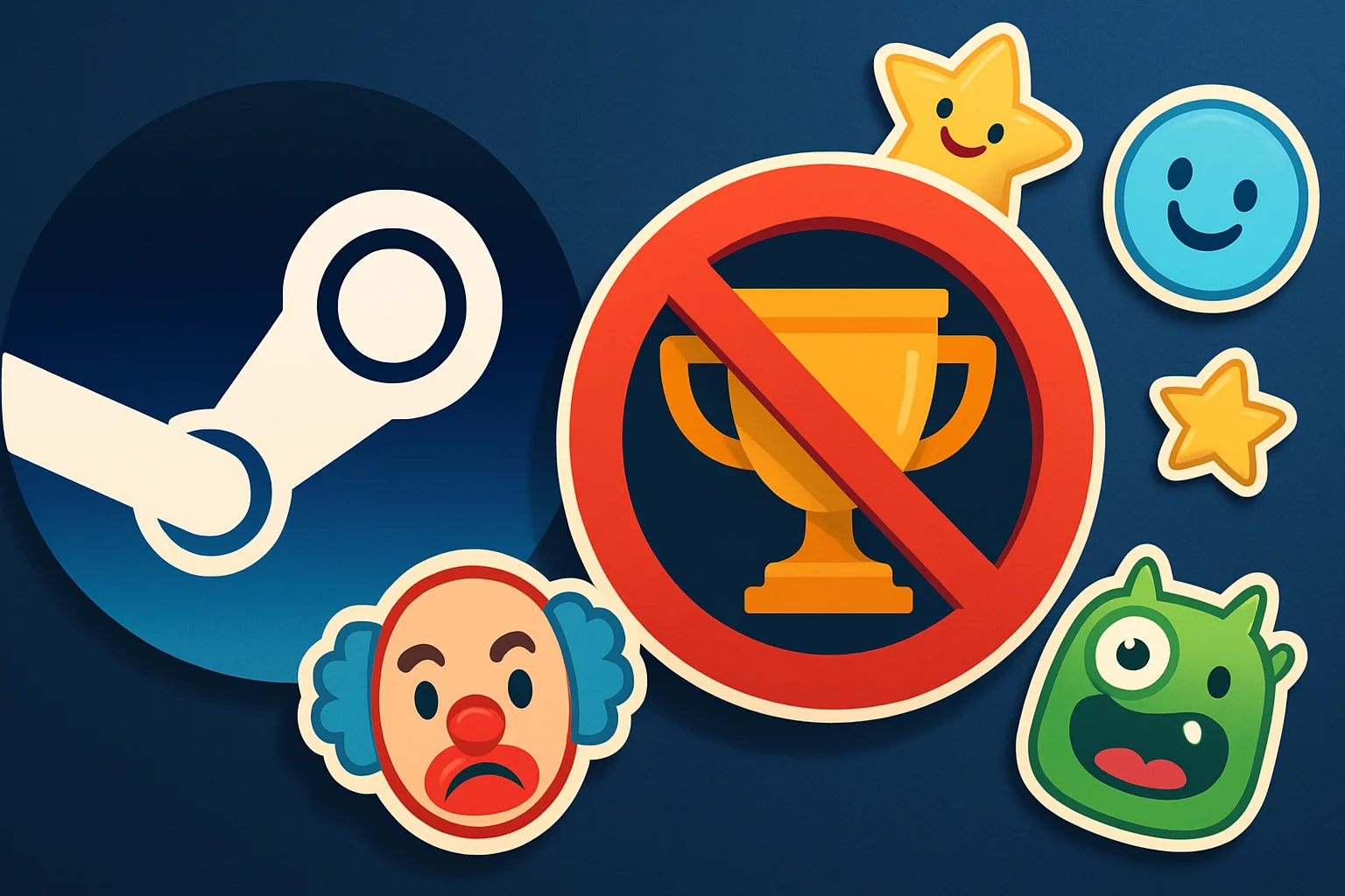 Логотип Steam, знак запрета на награды, стикеры сообщества
