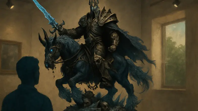 Детализированная статуя Короля-лича на Непобедимом из World of Warcraft с мечом Ледяная Скорбь от Sideshow Collectibles.