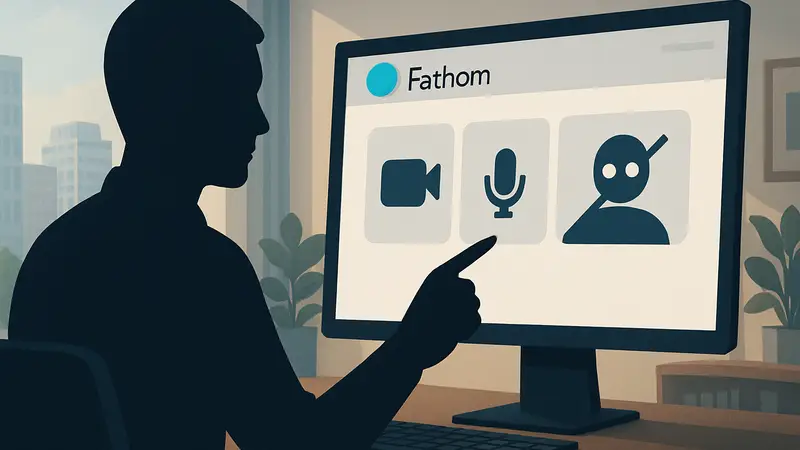 Пользователь в интерфейсе Fathom, выбирающий режим онлайн-встречи без ИИ-бота