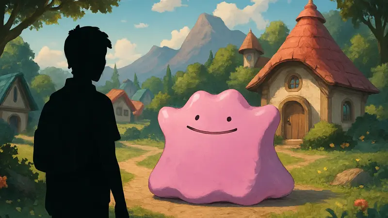 Покемон Дитто в игре Pokémon Pokopia, вдохновленный аниме-шуткой.