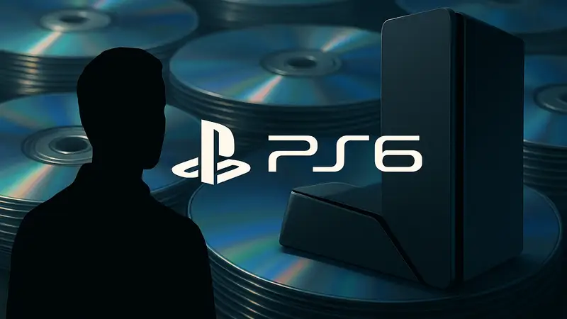 Логотип PlayStation 6 или концепт будущей консоли на фоне дисков
