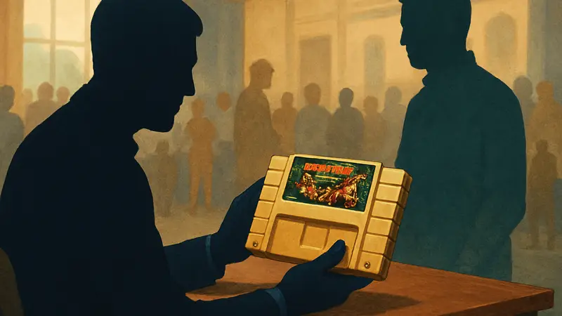 Редкий золотой картридж Donkey Kong Country для SNES на экспертной оценке.