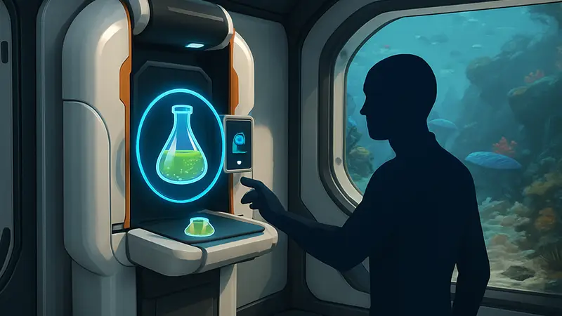 Игровой процесс Subnautica 2, крафт сильной кислоты в Fabricator